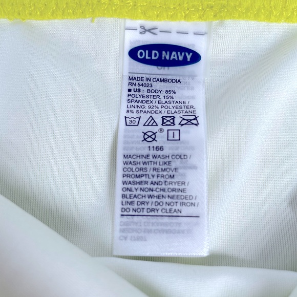 High Waisted Swim Bottoms Ribbed Tie Neon Green Yellow - Picture 3 of 3